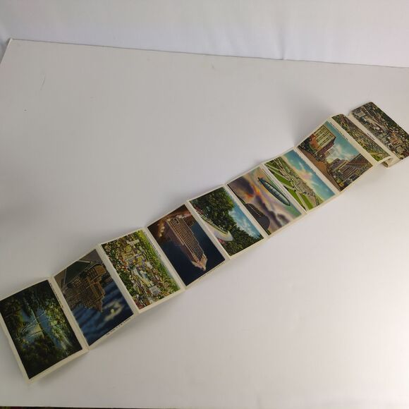 Souvenir Folder of Akron Ohio 1930s Fold-Out Linen Postcards OH Building Stadium - Picture 8 of 11